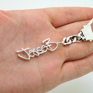 Sterling Silver Handwriting Keychain, Personalized Mens Gift Key Chain ...