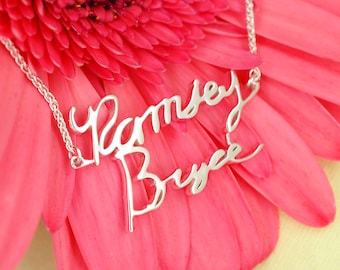 Personalized Mommy Necklace With Kids Handwriting Two Names Necklace 2 Children Name Necklace Personalized Jewelry