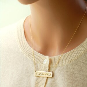 Handwriting Personalized Bar Necklace 14K Signature Memorial Mothers Gold Gift For Daughter Bonus Mom Sister Dad image 2
