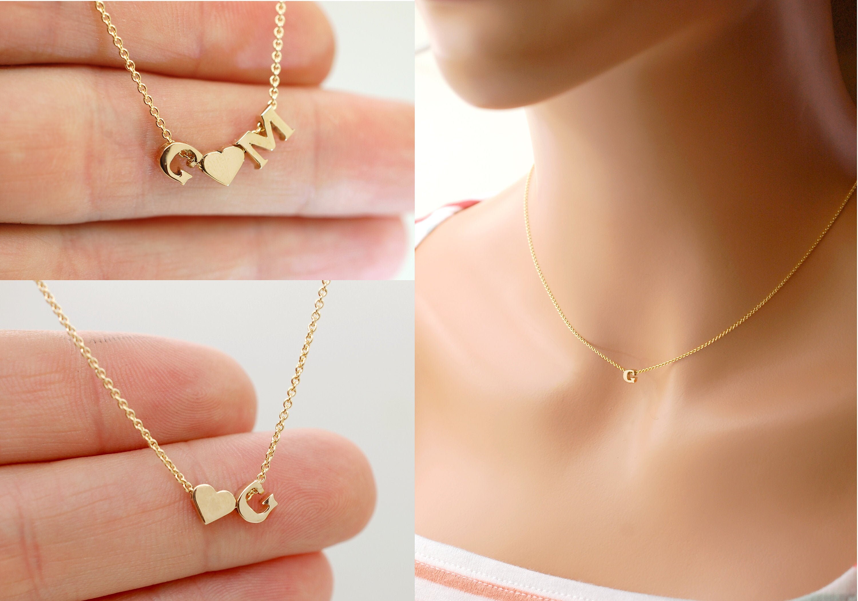 Letter G Necklace 14K Gold Initial G Necklace Tiny Mini - Etsy