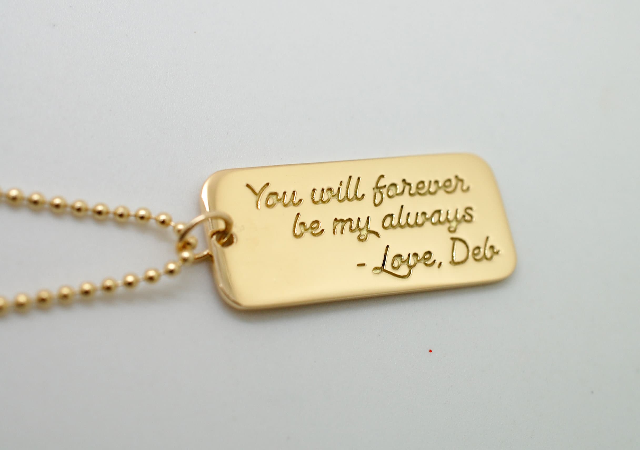 18K Gold Dog Tag Necklace Custom Mens 