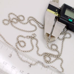 Solid Platinum Chain Necklace 2mm Ball Chain Style 16 18 20 22 24 26 30 inches Heavy Extra Long Platinum Bead Chain 36 38 in for Men & Women