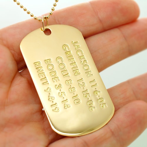 24k gold dog tag chain