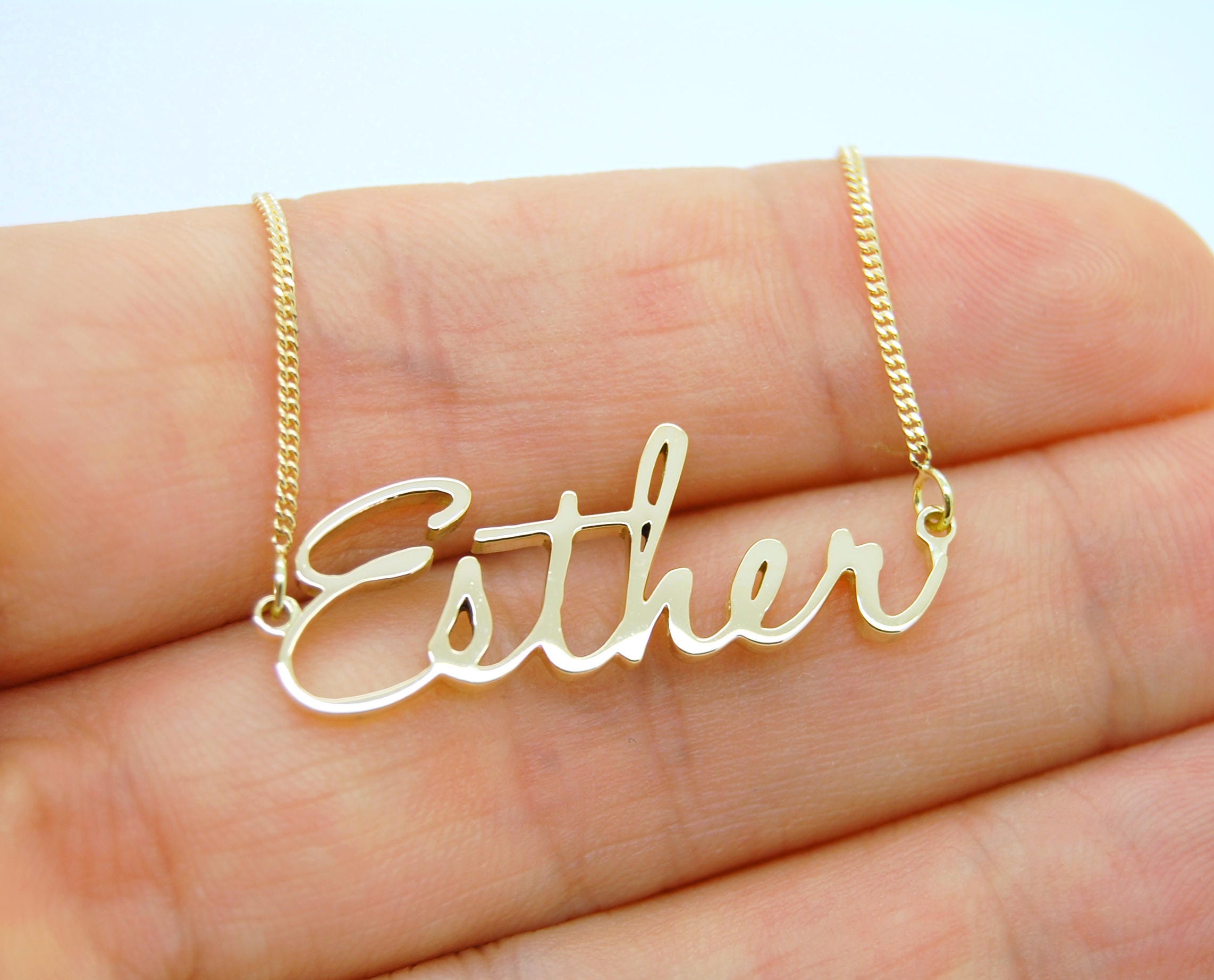 18K Gold Necklace Name Necklace With Actual Handwriting Etsy
