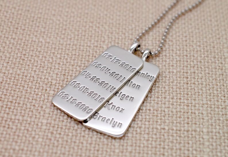 Platinum Dog Tag Necklace Mothers Day Gift Platinum Pendant w Chain Platinum Anniversary Gifts For Husband Custom Platinum Engraved Jewelry image 8