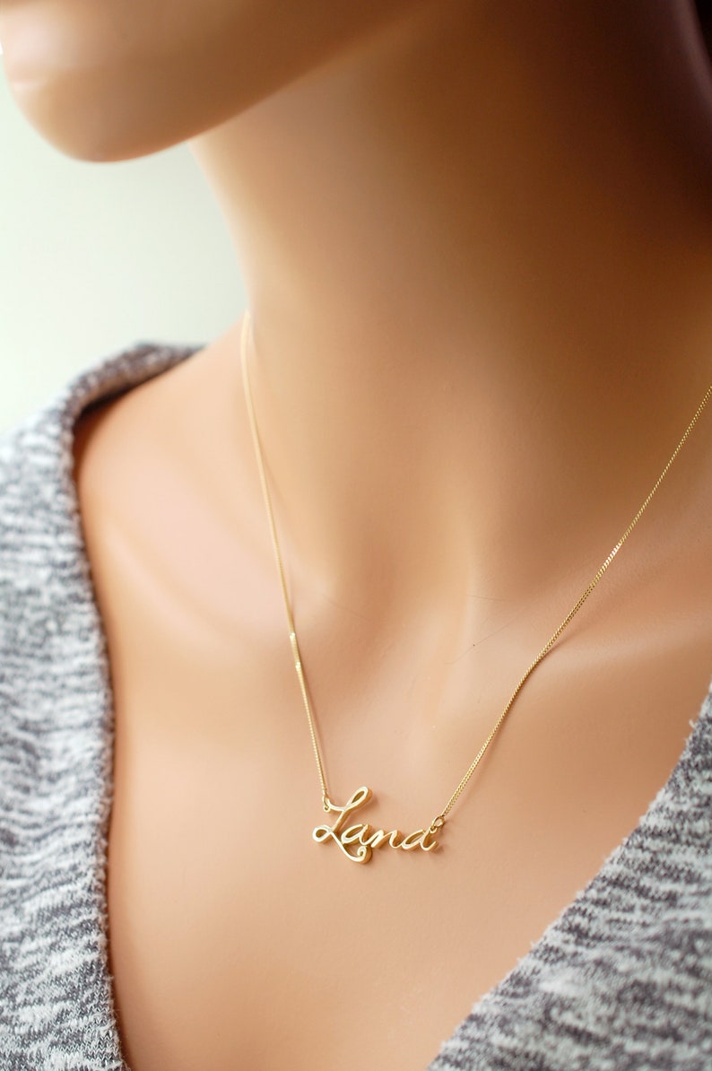 18K Gold Necklace Name Necklace With Actual Handwriting Etsy