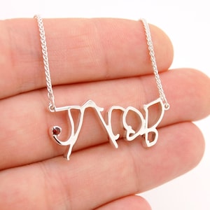 Personalized Necklace - Use Kids Handwriting Jewelry Gift, Customize with Birthstones Handmade Personalized Jewelry