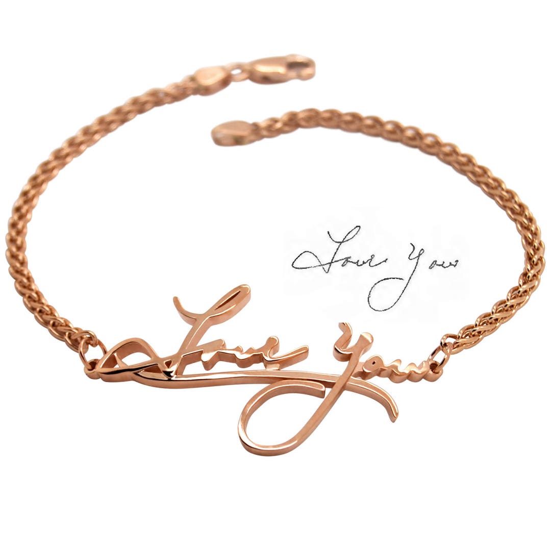 14k Handwriting Bracelet Custom 14k Gold Handwritten Bracelet Etsy