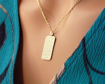 18K Gold Dog Tag Necklace Custom Mens 