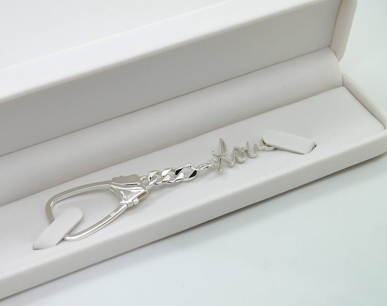 Sympathy Gift Sterling Silver Keychain Key Ring Fob Personalized Custom Keychain for Him Handwritten Gift Engraved Keychain Key Chain