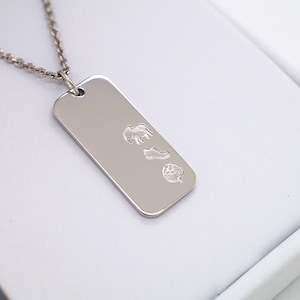 Platinum Dog Tag Necklace Mothers Day Gift Platinum Pendant w Chain Platinum Anniversary Gifts For Husband Custom Platinum Engraved Jewelry image 6