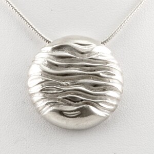 Water Wave Pendant Necklace, Water Silver Necklace, Circular Pendant Necklace Mom Gift image 4