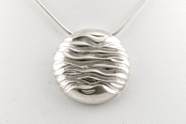 Water Wave Pendant Necklace, Water Silver Necklace, Circular Pendant Necklace Mom Gift image 4