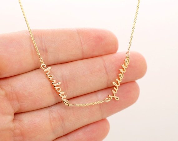 Mothers necklace with sales children's names gold