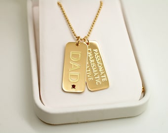 18K Gold Dog Tag Necklace Custom Mens 