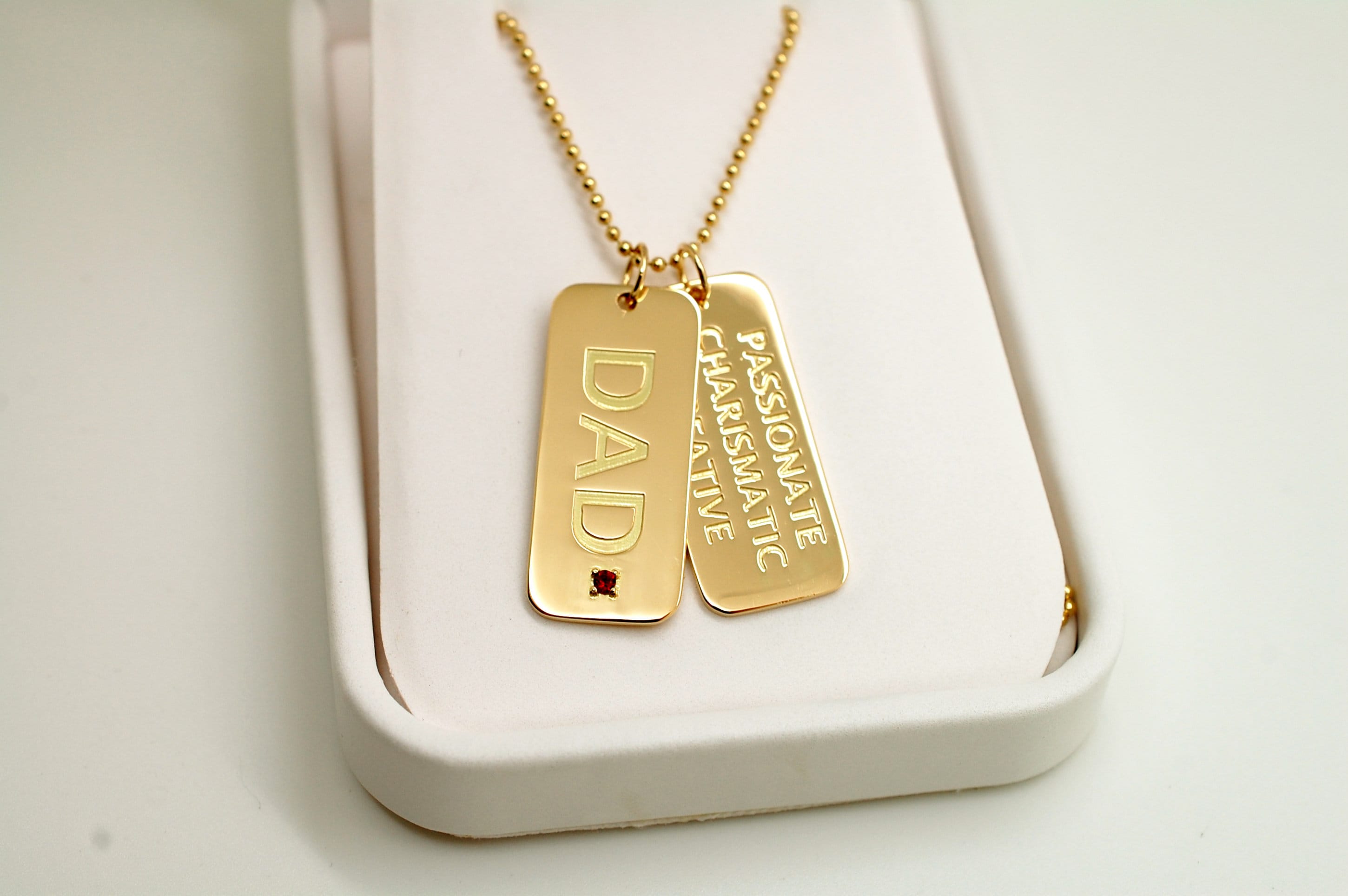 18K Gold Dog Tag Necklace Custom Mens 