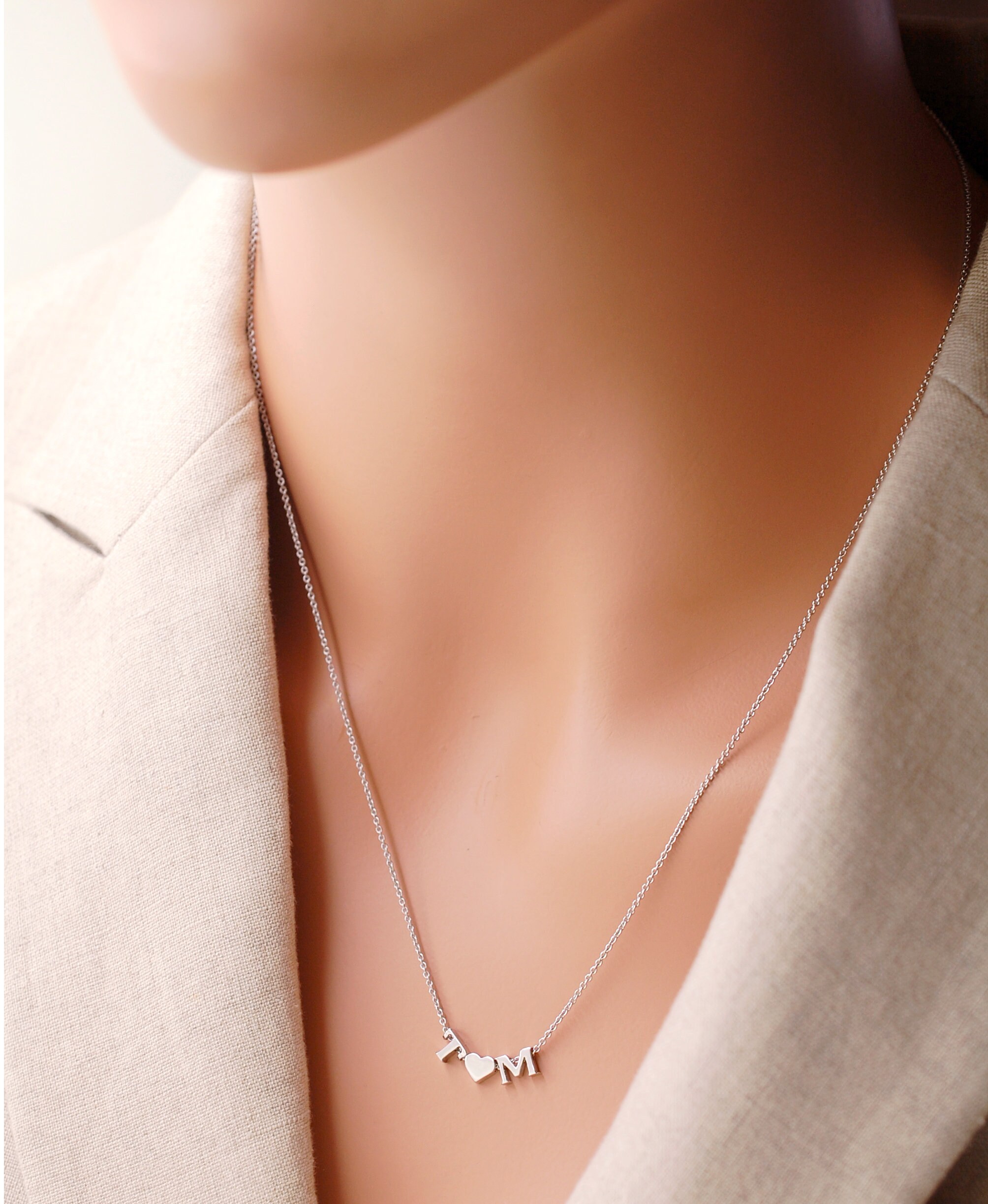 Dainty m necklace deals