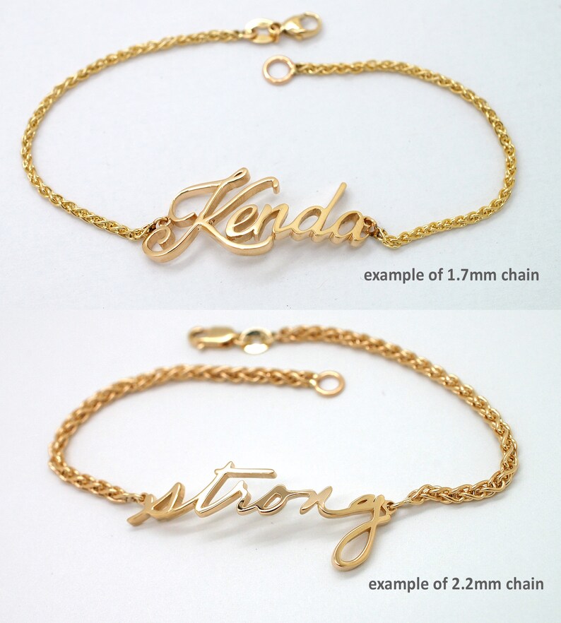 Handwriting Jewelry Solid Gold Bracelet 14K Gold Etsy