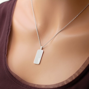 Platinum Dog Tag Necklace Mothers Day Gift Platinum Pendant w Chain Platinum Anniversary Gifts For Husband Custom Platinum Engraved Jewelry image 7