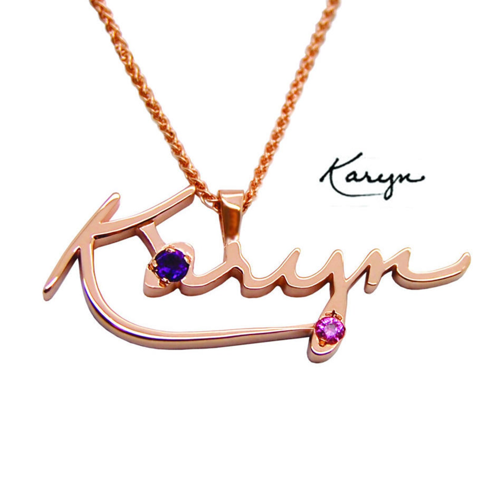 Handwriting Necklace 14K Gold Name Necklace Custom Cursive Etsy