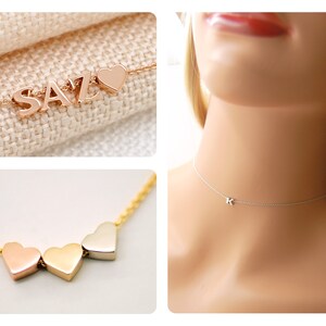 14K Solid Gold Choker Necklace with Heart Charm, Star Charm or Letter Initial Choker 11, 12, 13, 14 in inch Necklace