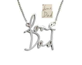 Dad Memorial Necklace: In Memory Necklace For Mom, Loss Of Loved One Jewelry, Actual Handwriting Necklace, Signature Necklace