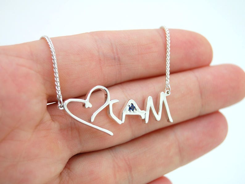 Personalized Memorial Jewelry With Birthstone Handwriting Etsy