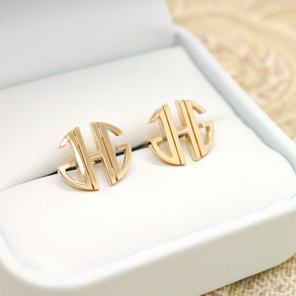 Monogram Cufflinks Personalized With Initial Cufflinks Wedding Customized Cufflinks Sterling Silver Cufflinks 14k Gold 18k