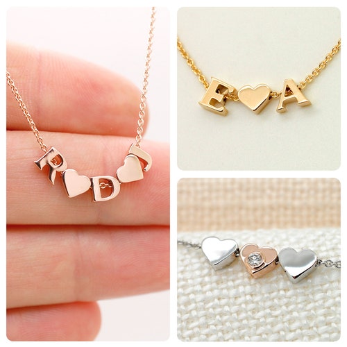 14K Gold Letter Necklace Tiny Initial 