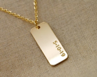 14K Solid Gold Dog Tag Necklace for Men 