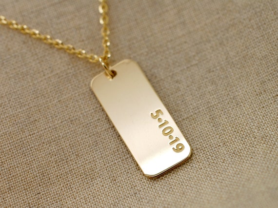 Military Dog Tag Pendant 14K Yellow Gold / None