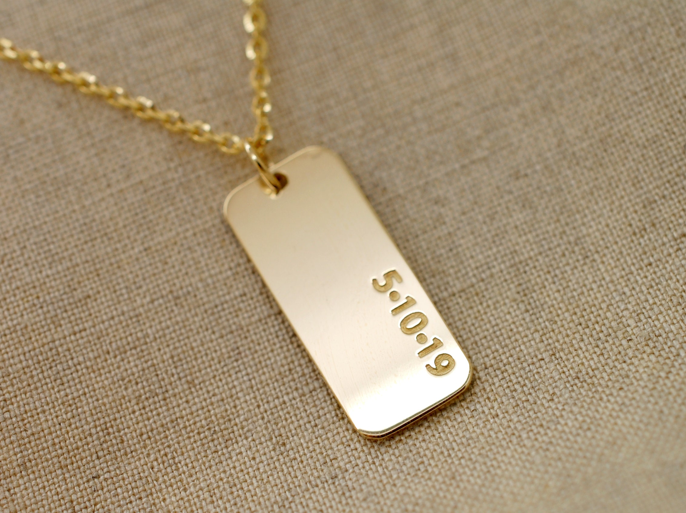 14k Gold Dog Tag Necklace for Men 14K Solid Gold Dog Tag Pendant Mens  Personalized Medium Size Engraved Tag Gift for Him Christmas 