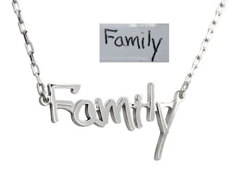 Family Necklace with Loved Ones Handwriting Custom Personalized Word Jewelry Actual Handwriting Custom Mothers Day Gifts