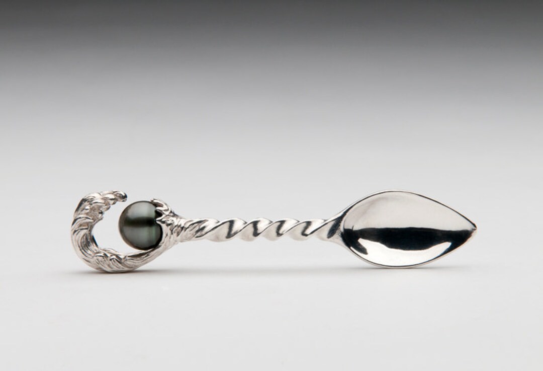 Baby Spoon, Sterling Silver Spoon With South Sea Pearl, Baby Gift