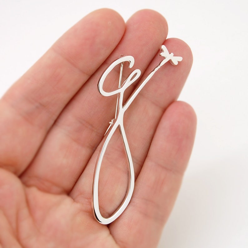 Custom Pin With Handwriting Name Sterling Silver Personalized Etsy