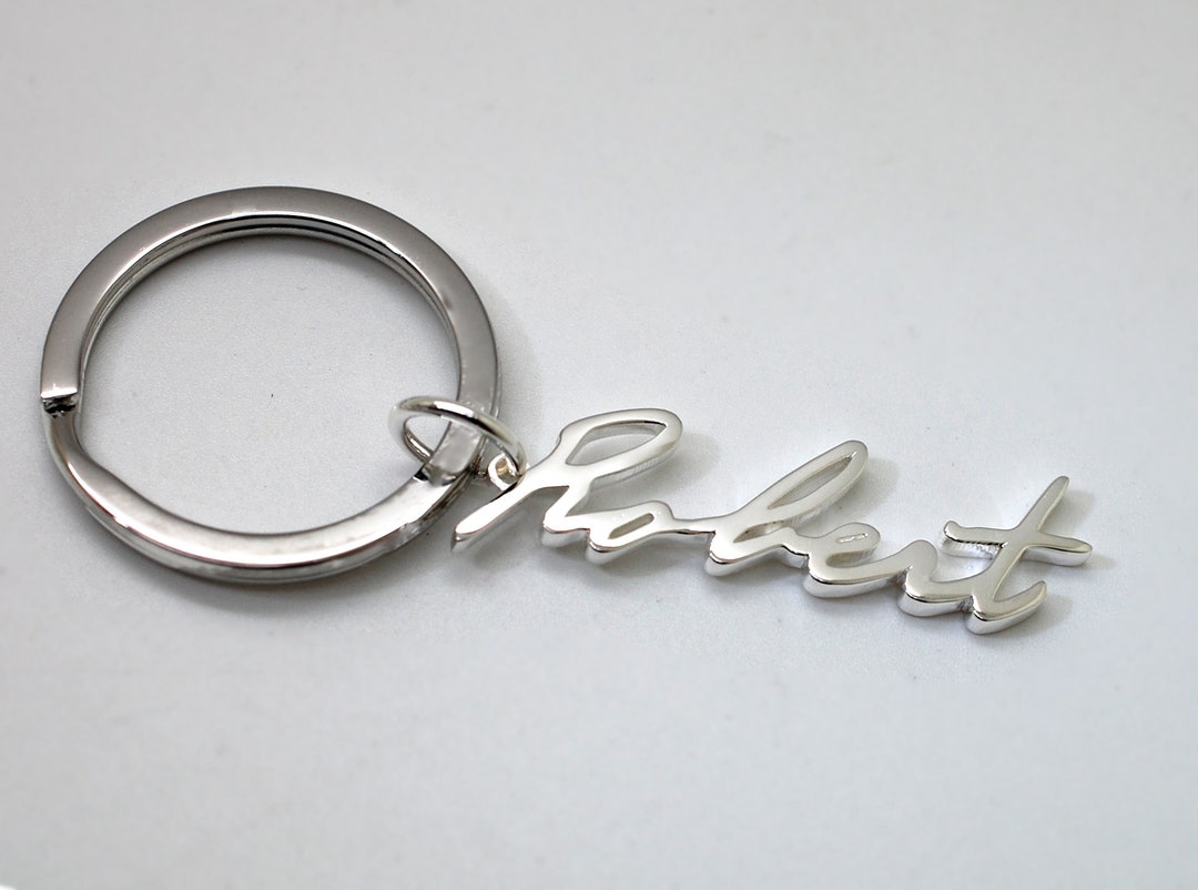 Sterling Silver Handwriting Keychain, Personalized Mens Gift Key Chain ...