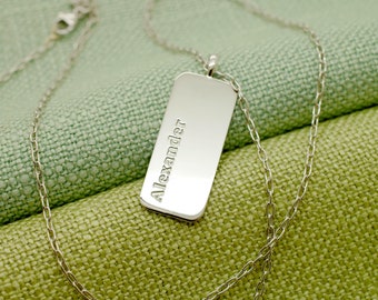 14k Engraved Dog Tag White Gold Dog Tag Custom Pendant For Men And Womens Dog Tag Fathers Day Gift Necklace Boyfriend Graduation Gift Dad