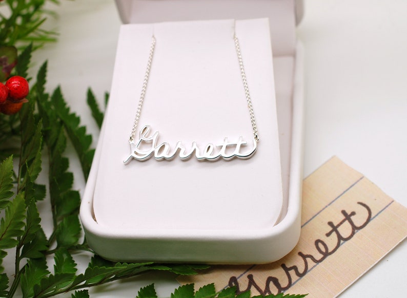 Nameplate Necklace Large Name Necklace With Your Writing Etsy