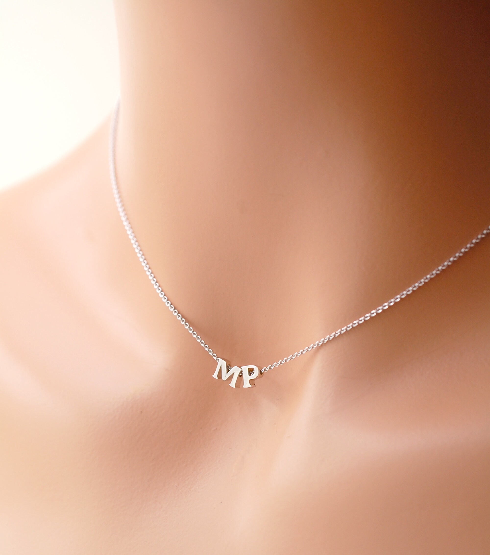 Letter P Necklace 14K Solid Gold Initial P Necklace Small