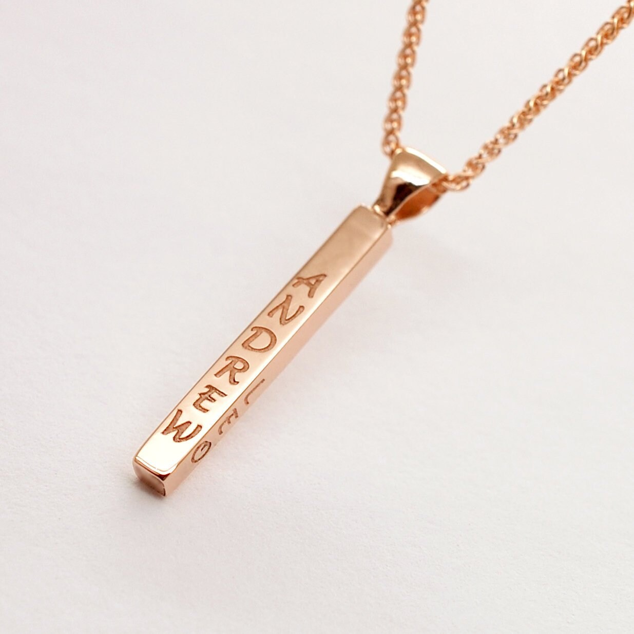 Vertical Bar Necklace 14k Solid Gold 4 