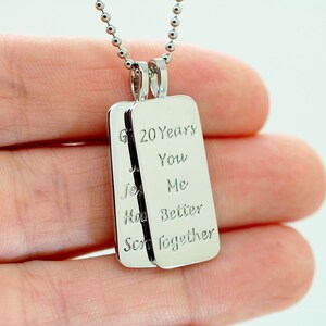 Platinum Dog Tag Necklace Mothers Day Gift Platinum Pendant w Chain Platinum Anniversary Gifts For Husband Custom Platinum Engraved Jewelry image 5