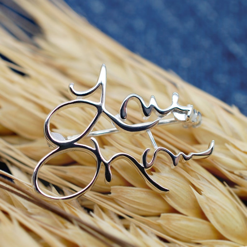 Custom Pin With Handwriting Name Sterling Silver Personalized Etsy
