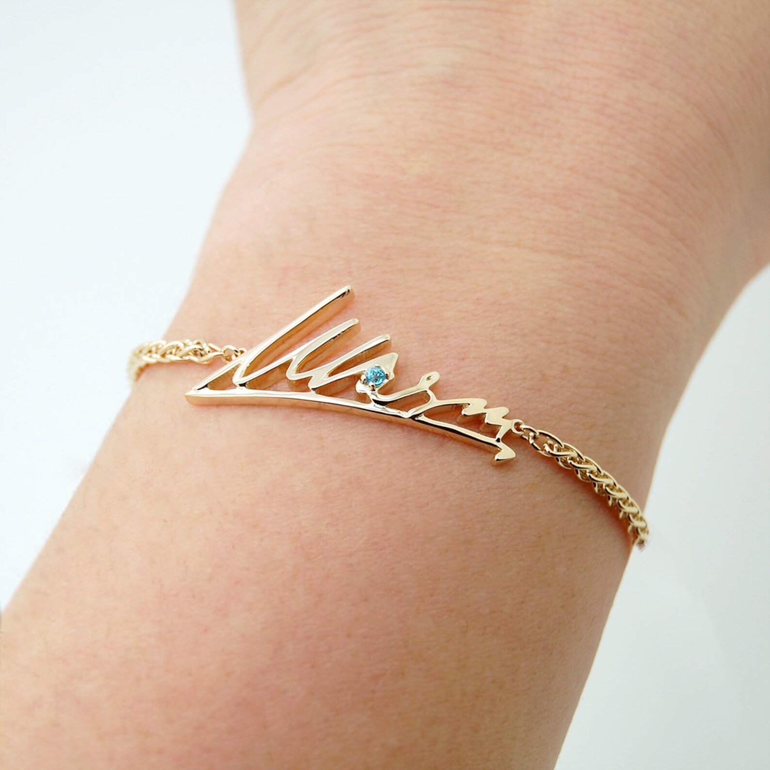 14K Solid Gold Signature Bracelet Custom Handwriting Etsy