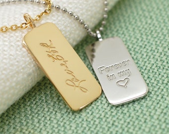 14k Gold Dog Tag Fathers Day Gift Necklace Mens Custom Dog Tag Small Military Tag Necklace Wedding Personalized Engraved Necklace For Men