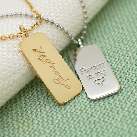 Personalized Gold Dog Tag Pendants Set of 2 Custom Engraved Free - Ships  from USA