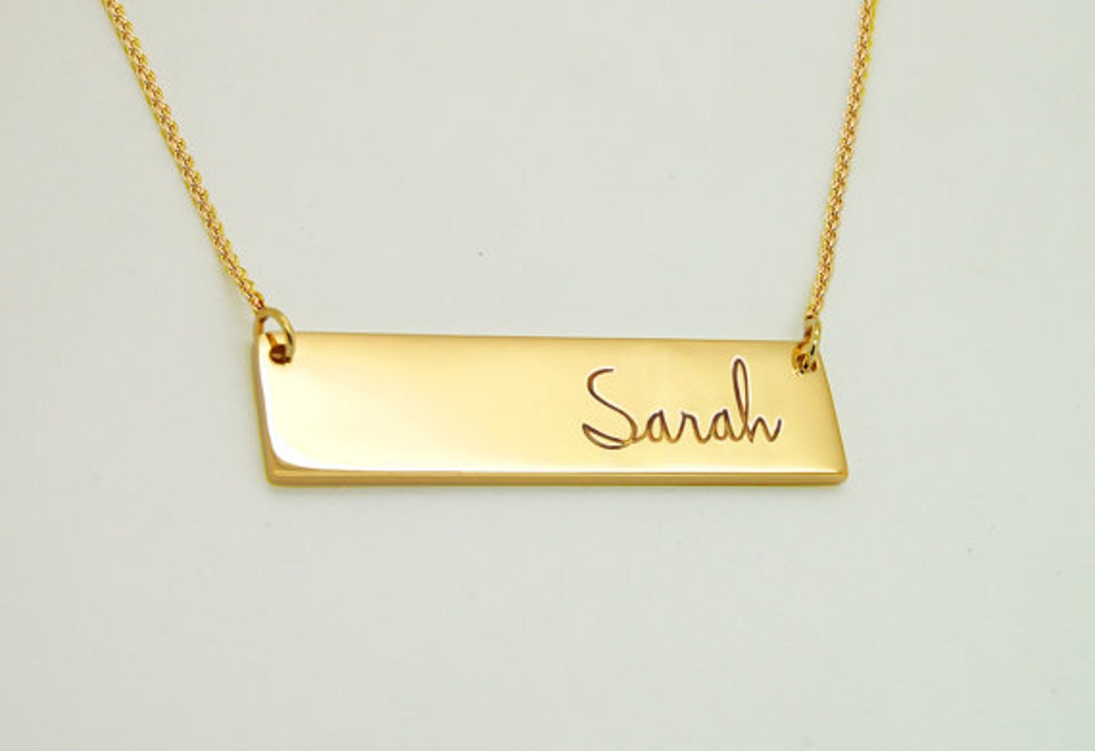 Gold named. Plate Necklace.