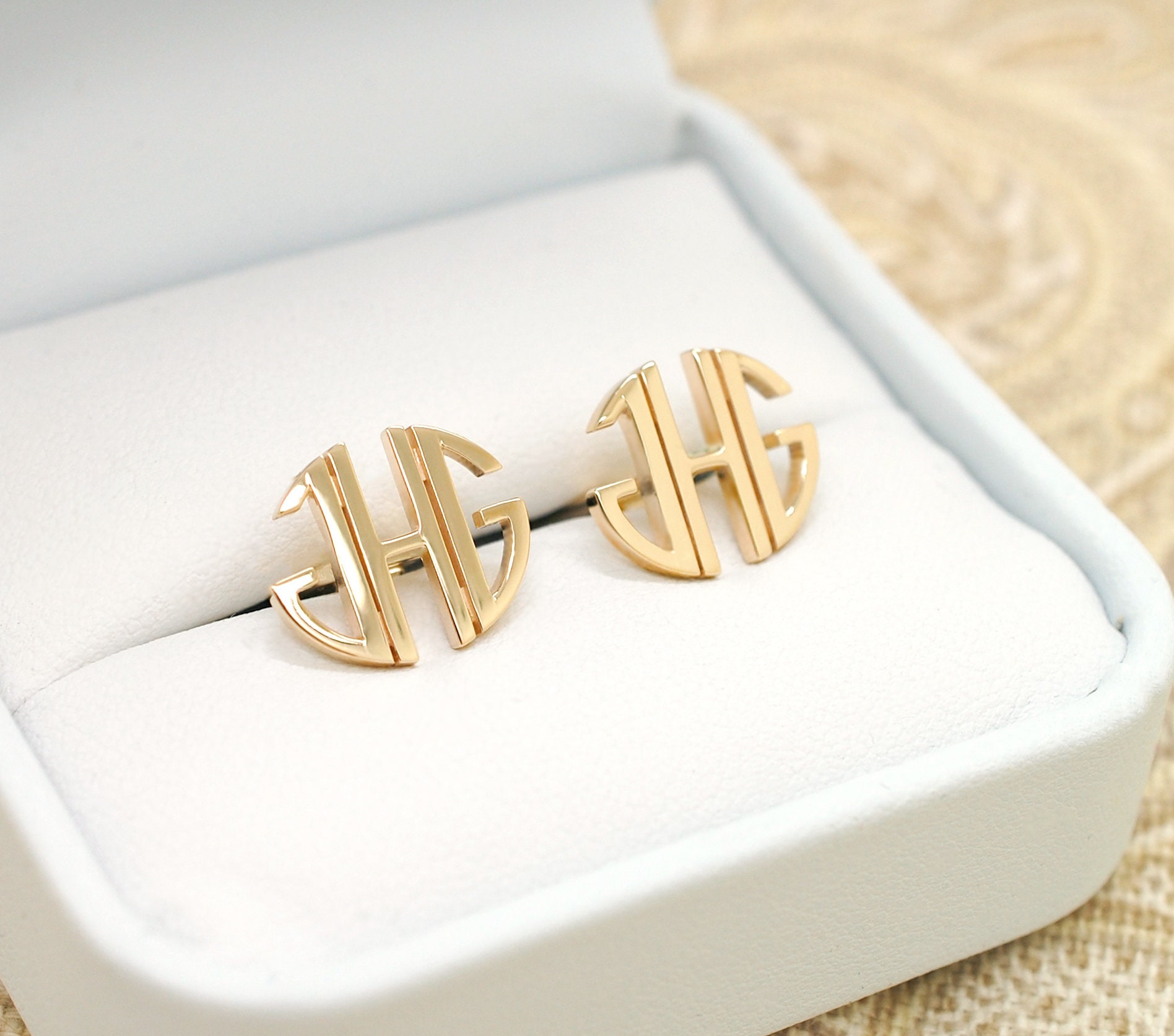 14k Gold Cufflinks For Men Custom Cuff links Solid 14kt