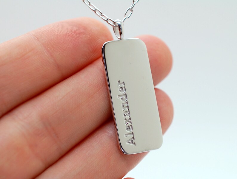 18K Gold Dog Tag Necklace Custom Mens Necklace 18K Gold Mens Etsy