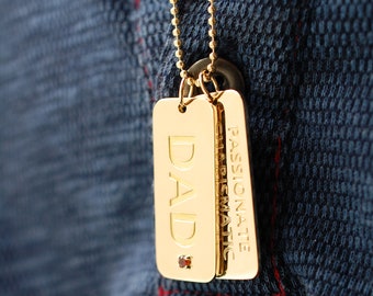 14K Solid Gold Dog Tag Necklace for Men 