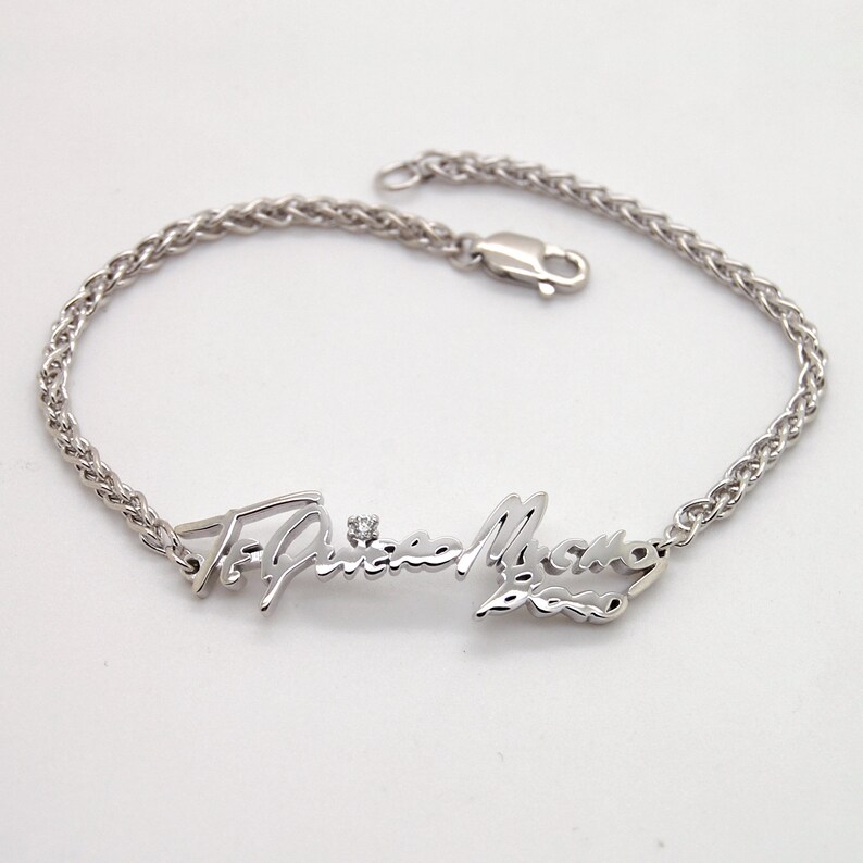 Handwriting Jewelry Solid Gold Bracelet 14K Gold Etsy